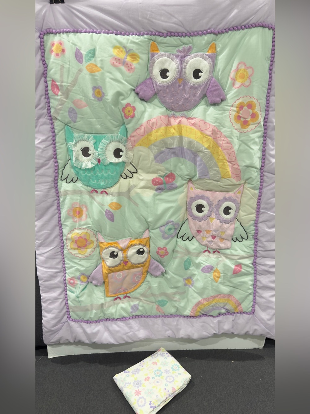 Pastel Owl Quilt for Kids - Mint, Lavender, Pink, Yellow